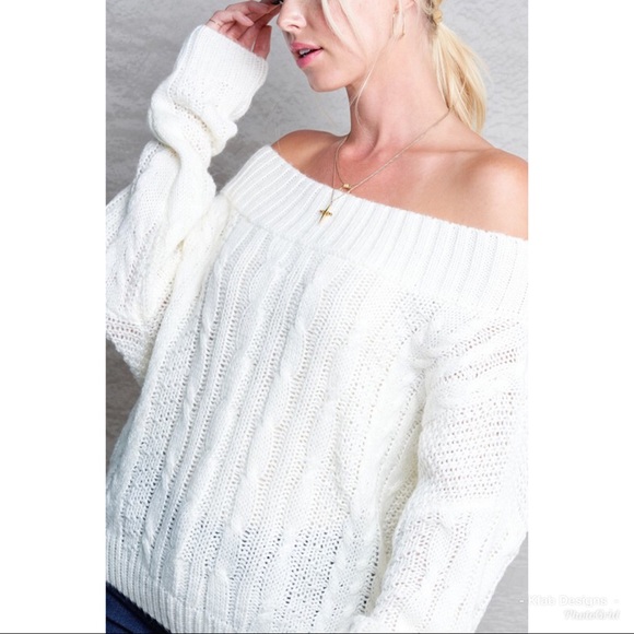 ❤️LAST! Off Shoulder Slouchy Cable Knit Sweater! - Picture 5 of 5